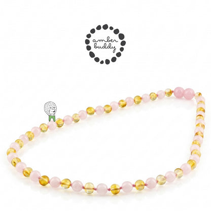 KALUNG DEWASA AMBER DENGAN  ROSE QUARTZ. BLE271