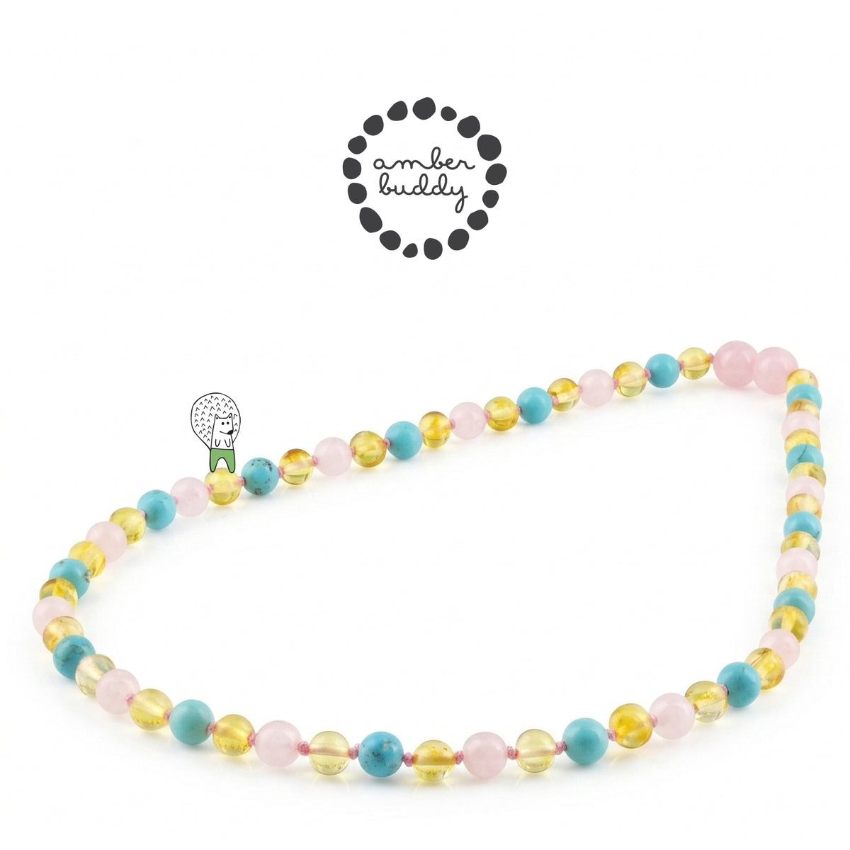 KALUNG DEWASA AMBER DENGAN ROSE QUARTZ, TURQUOISE. BLE274