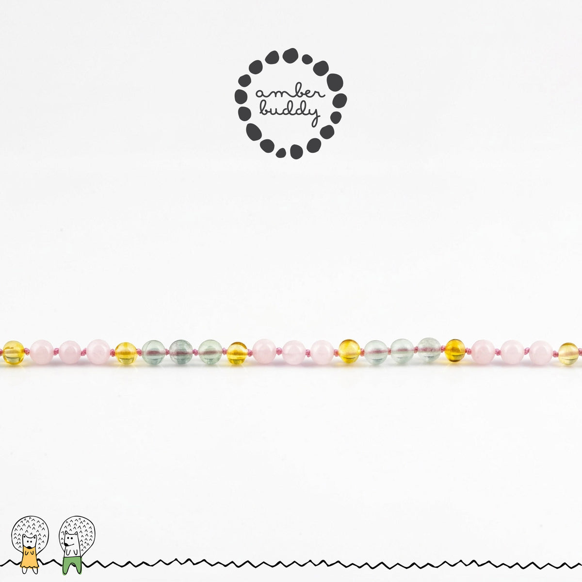 KALUNG FLOURITE, ROSE QUARTZ & BALTIC AMBER UNTUK DEWASA G02