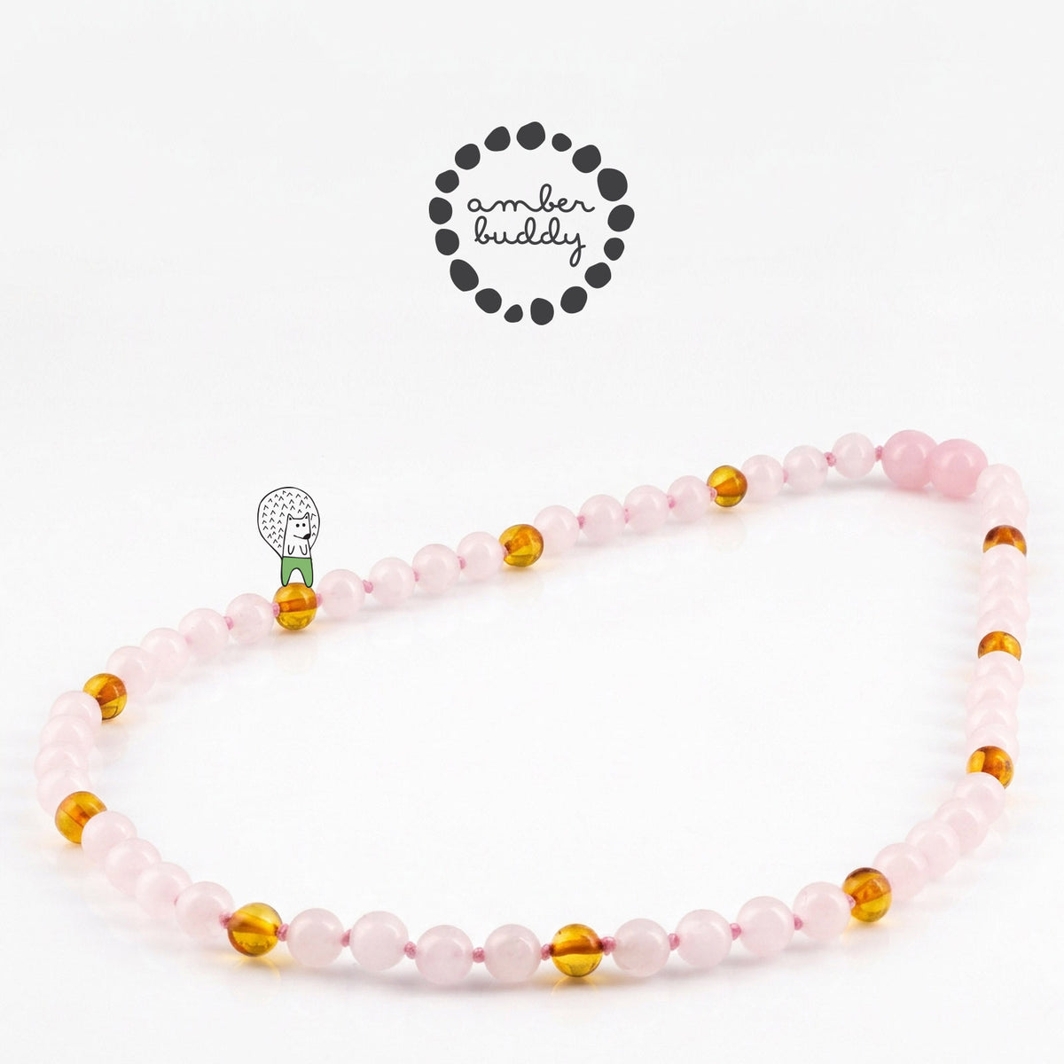 KALUNG ROSE QUARTZ & BALTIC AMBER UNTUK DEWASA G03