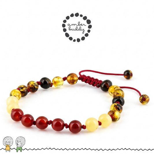 GELANG AMBER UNTUK DEWASA KOMBINASI RED AGATE, YELLOW JADE. BLE273