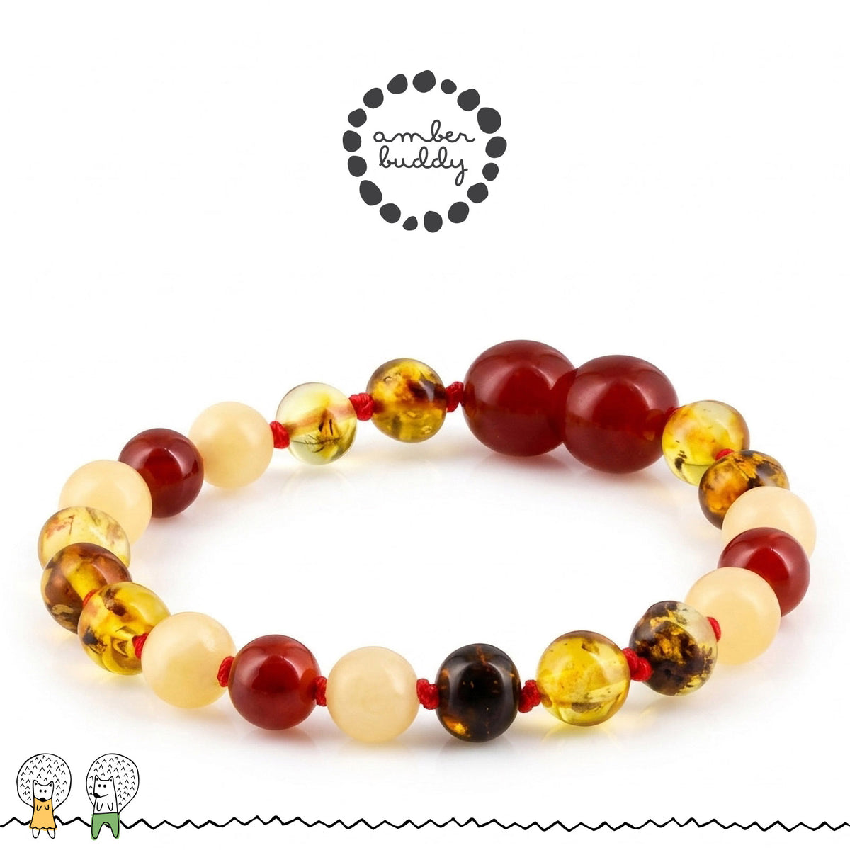 SET BAYI AMBER DENGAN RED AGATE, YELLOW JADE. LE585