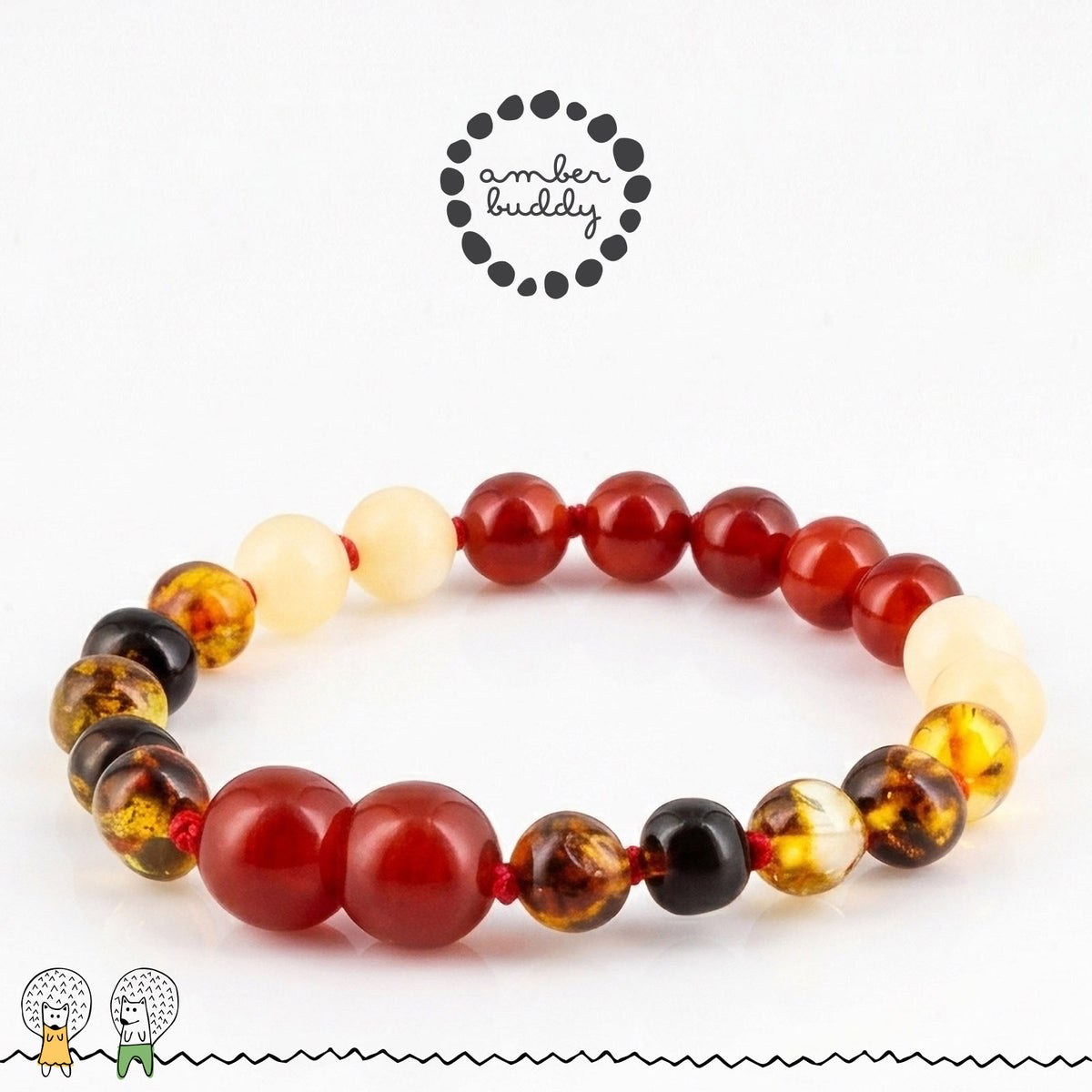 SET BAYI AMBER DENGAN RED AGATE, YELLOW JADE. LE586