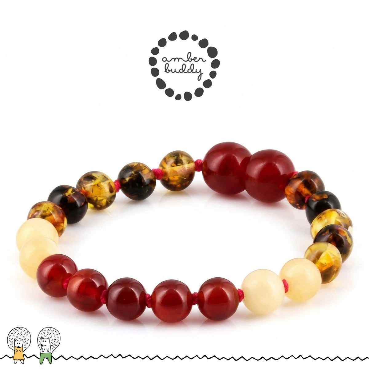 SET BAYI AMBER DENGAN RED AGATE, YELLOW JADE. LE586