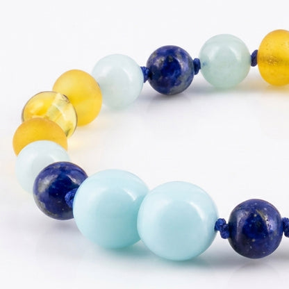 SET BAYI AMBER DENGAN SKY BLUE JADE & LAPIS LAZULI. LE583