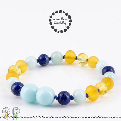 SET BAYI AMBER DENGAN SKY BLUE JADE & LAPIS LAZULI. LE583