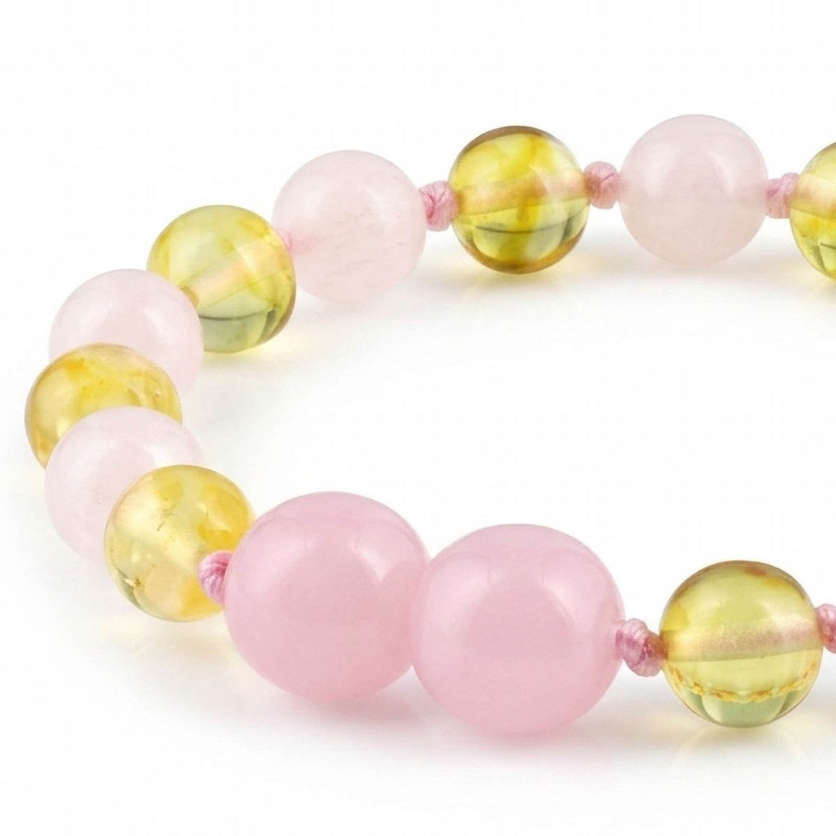 GELANG BAYI AMBER DENGAN ROSE QUARTZ. LE584