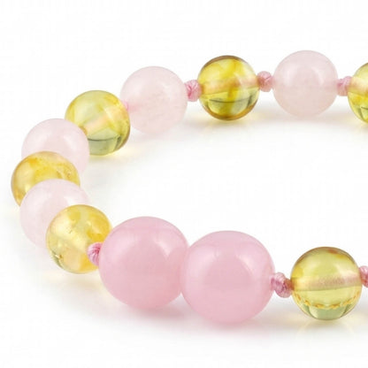 GELANG BAYI AMBER DENGAN ROSE QUARTZ. LE584