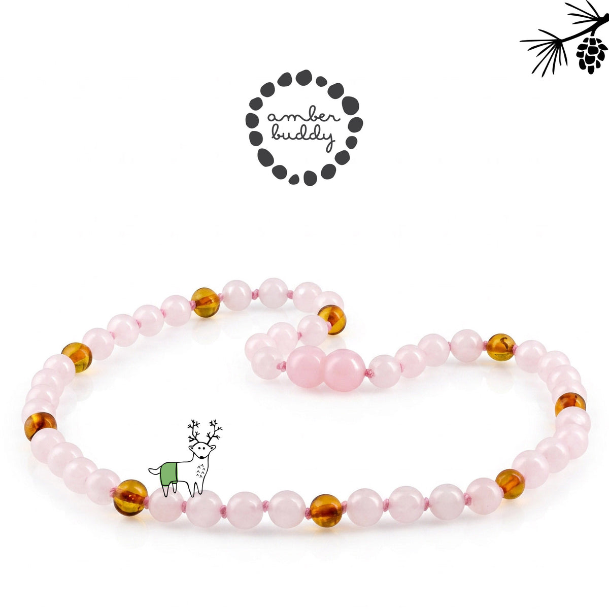 KALUNG ROSE QUARTZ & BALTIC AMBER UNTUK JUNIOR G03