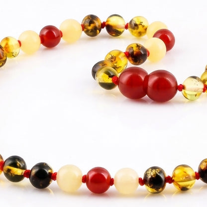 KALUNG AMBER JUNIOR DENGAN RED AGATE, YELLOW JADE. JN126