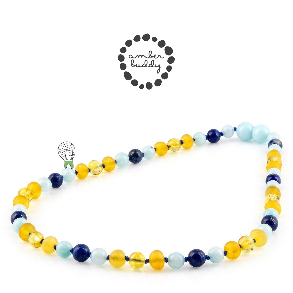 KALUNG AMBER JUNIOR DENGAN SKY BLUE JADE & LAPIS LAZULI. JN124