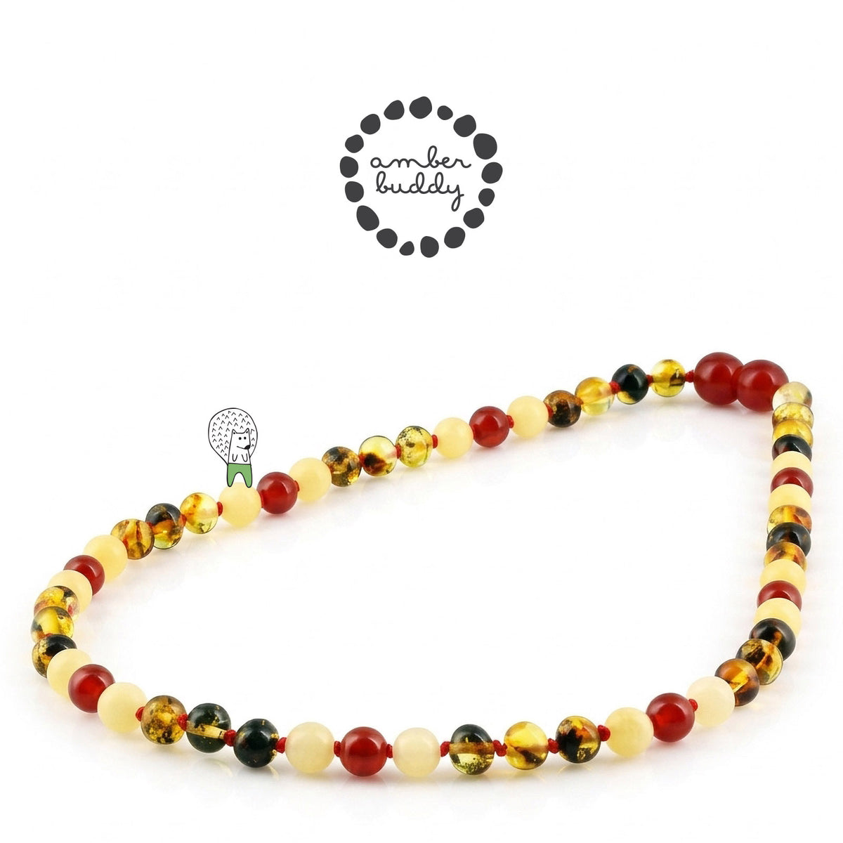 KALUNG AMBER JUNIOR DENGAN RED AGATE, YELLOW JADE. JN126