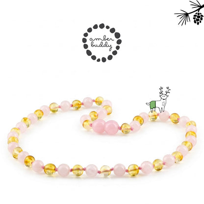 KALUNG AMBER JUNIOR DENGAN  ROSE QUARTZ. JN125