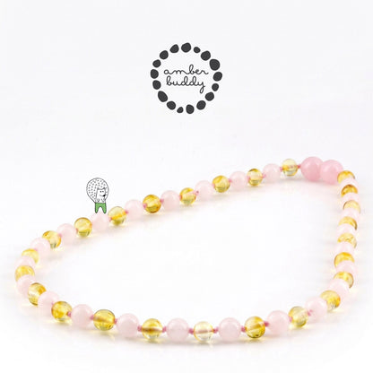 KALUNG AMBER JUNIOR DENGAN  ROSE QUARTZ. JN125