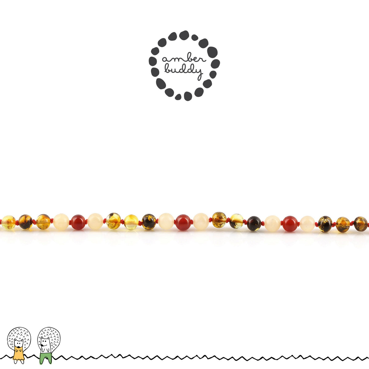 KALUNG AMBER JUNIOR DENGAN RED AGATE, YELLOW JADE. JN126