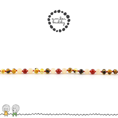 KALUNG AMBER JUNIOR DENGAN RED AGATE, YELLOW JADE. JN126