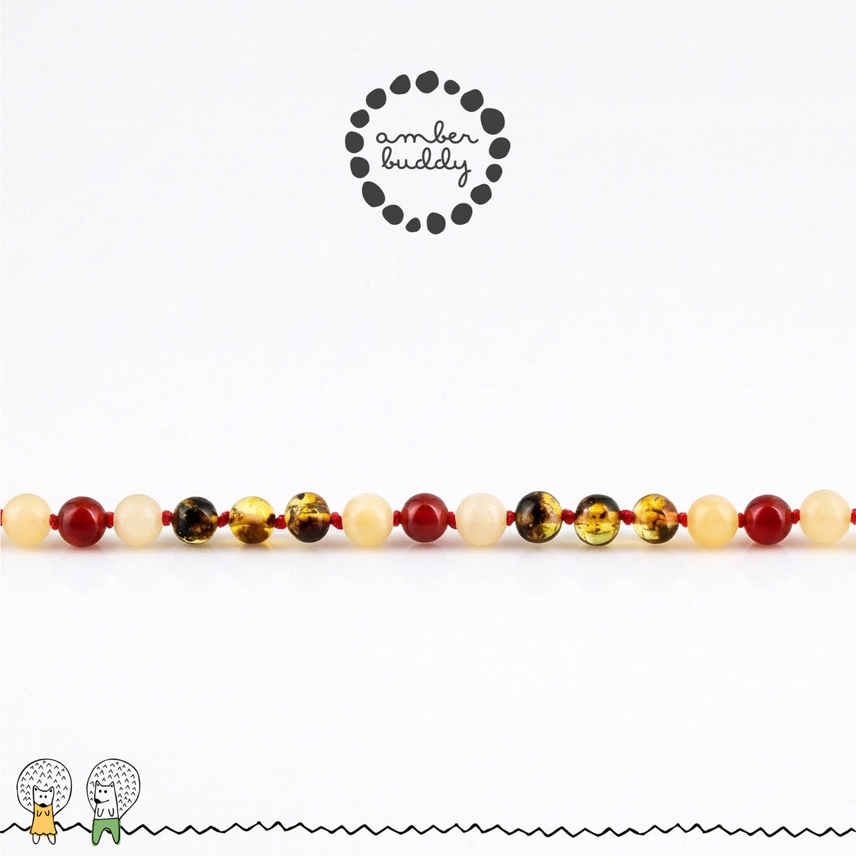 SET BAYI AMBER DENGAN RED AGATE, YELLOW JADE. LE585