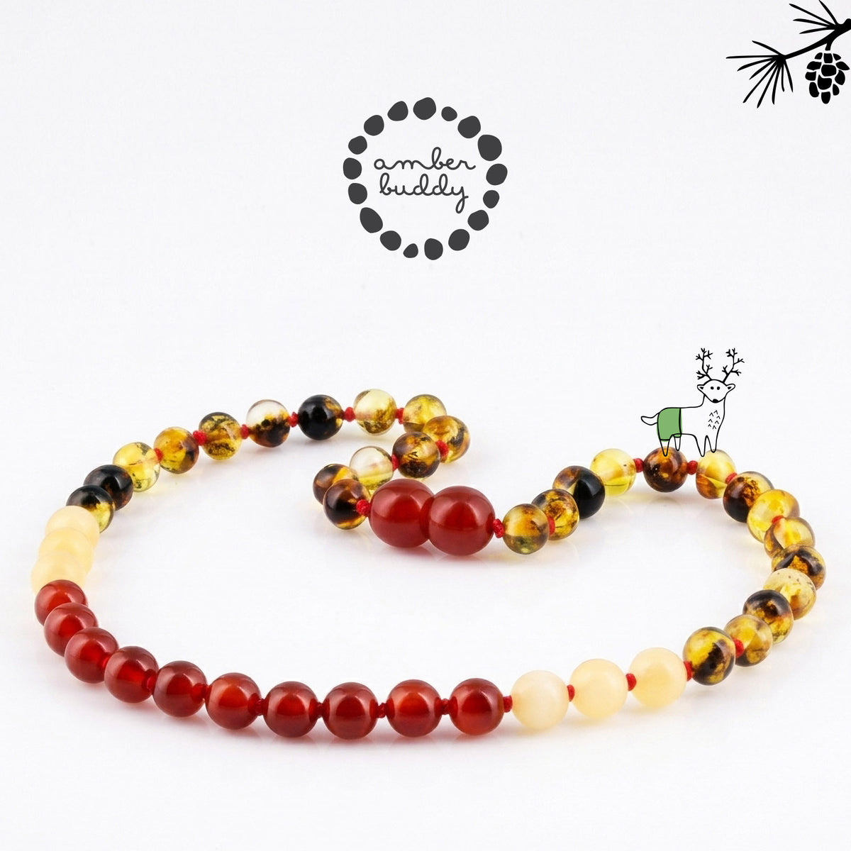 SET BAYI AMBER DENGAN RED AGATE, YELLOW JADE. LE586