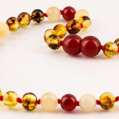 SET BAYI AMBER DENGAN RED AGATE, YELLOW JADE. LE585
