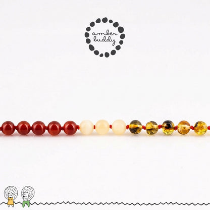 SET BAYI AMBER DENGAN RED AGATE, YELLOW JADE. LE586
