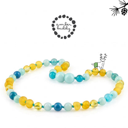 SET BAYI AMBER DENGAN SKY BLUE JADE & BLUE LACE AGATE. LE582