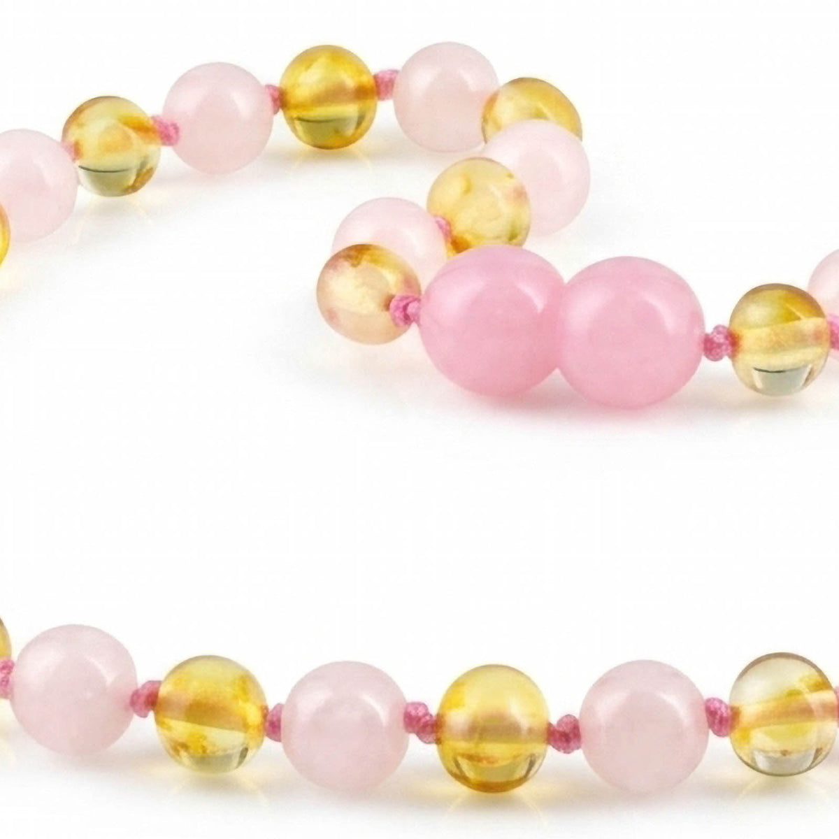 KALUNG BAYI AMBER DENGAN ROSE QUARTZ. LE584