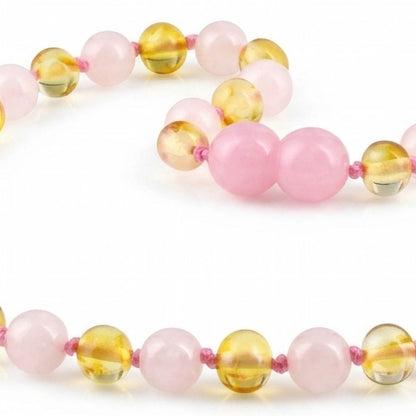 KALUNG BAYI AMBER DENGAN ROSE QUARTZ. LE584