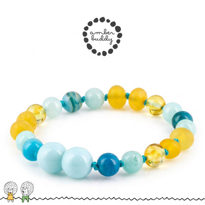 SET BAYI AMBER DENGAN SKY BLUE JADE & BLUE LACE AGATE. LE582
