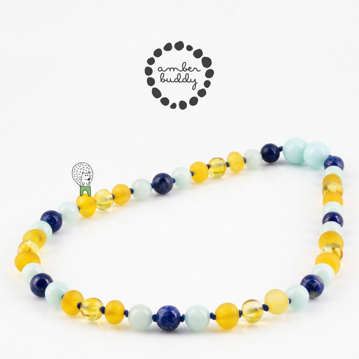 SET BAYI AMBER DENGAN SKY BLUE JADE & LAPIS LAZULI. LE583