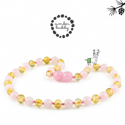 KALUNG BAYI AMBER DENGAN ROSE QUARTZ. LE584