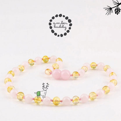 SET BAYI AMBER DENGAN ROSE QUARTZ. LE584