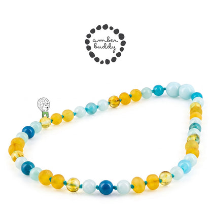 SET BAYI AMBER DENGAN SKY BLUE JADE & BLUE LACE AGATE. LE582
