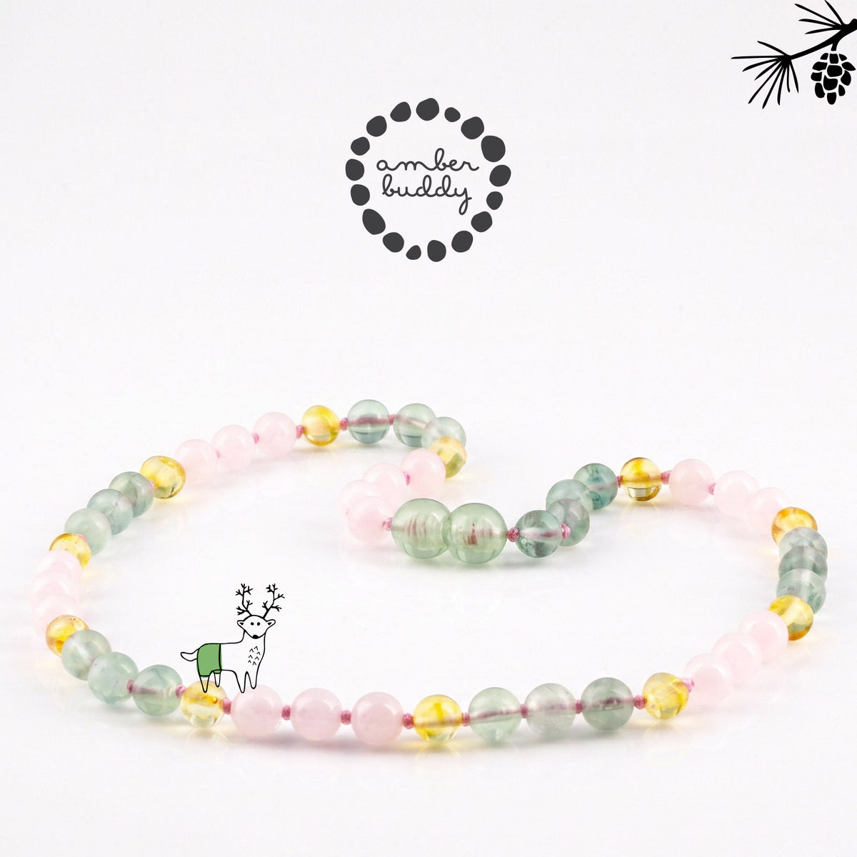 KALUNG FLOURITE, ROSE QUARTZ & BALTIC AMBER UNTUK JUNIOR G02
