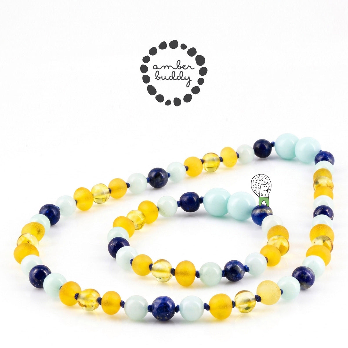 SET BAYI AMBER DENGAN SKY BLUE JADE & LAPIS LAZULI. LE583
