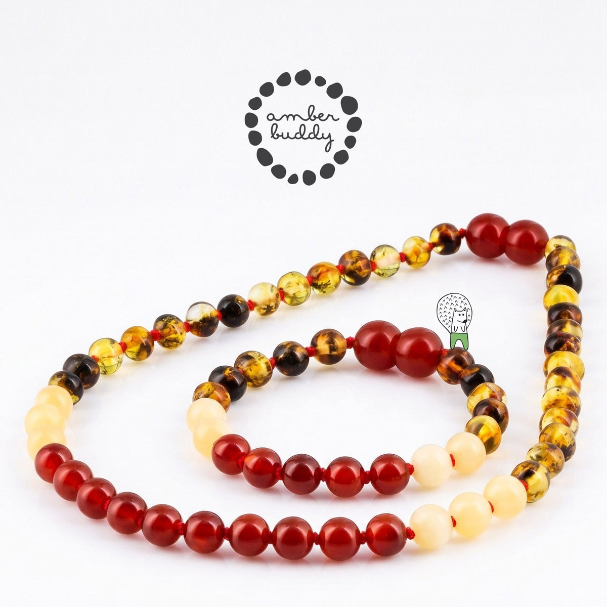 SET BAYI AMBER DENGAN RED AGATE, YELLOW JADE. LE586