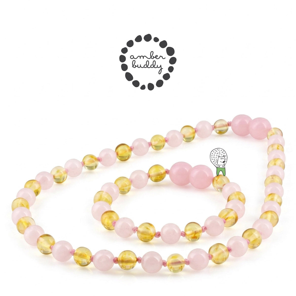 SET BAYI AMBER DENGAN ROSE QUARTZ. LE584