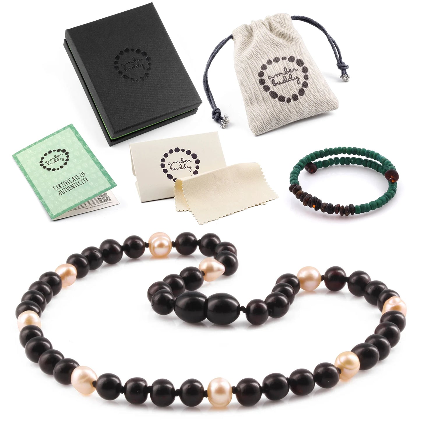 KALUNG BAYI AMBER DENGAN PINK PEARL. P3