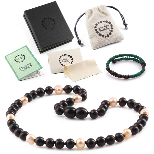 KALUNG BAYI AMBER DENGAN PINK PEARL. P3