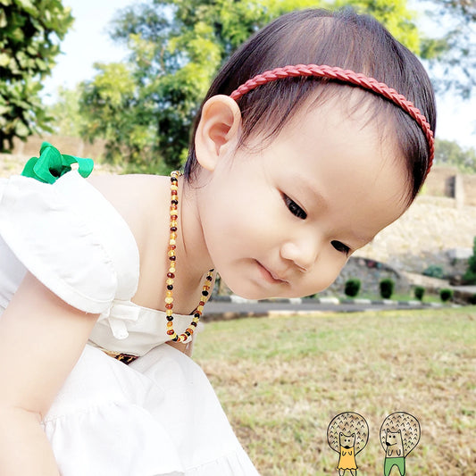KALUNG AMBER BAYI MULTICOLOUR GLOSSY 32CM. 4X3MM