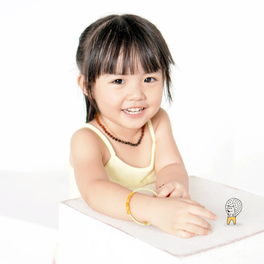 KALUNG & GELANG AMBER BAYI RAINBOW GLOSSY 32CM & 14CM. 5X4MM