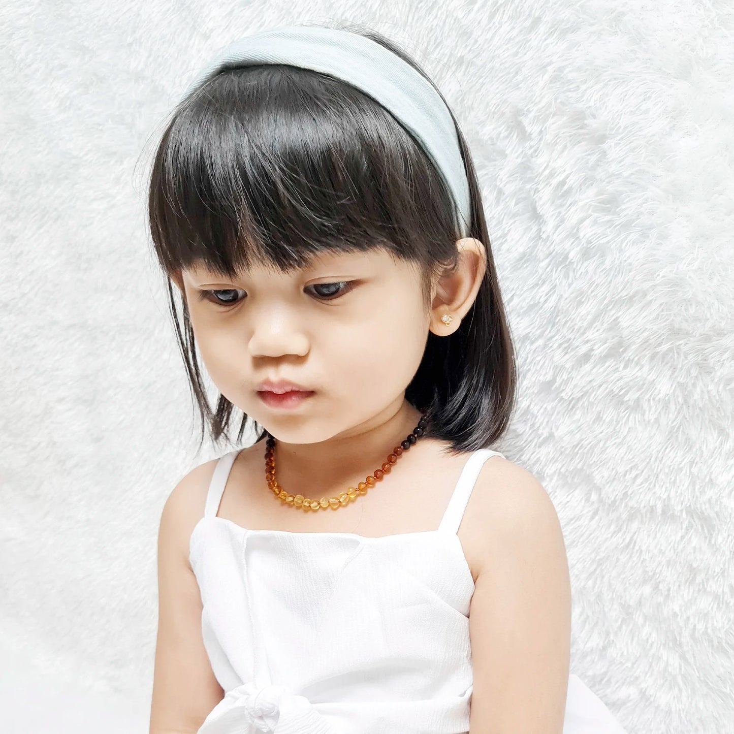 KALUNG AMBER BAYI RAINBOW GLOSSY 32CM. 5X4MM