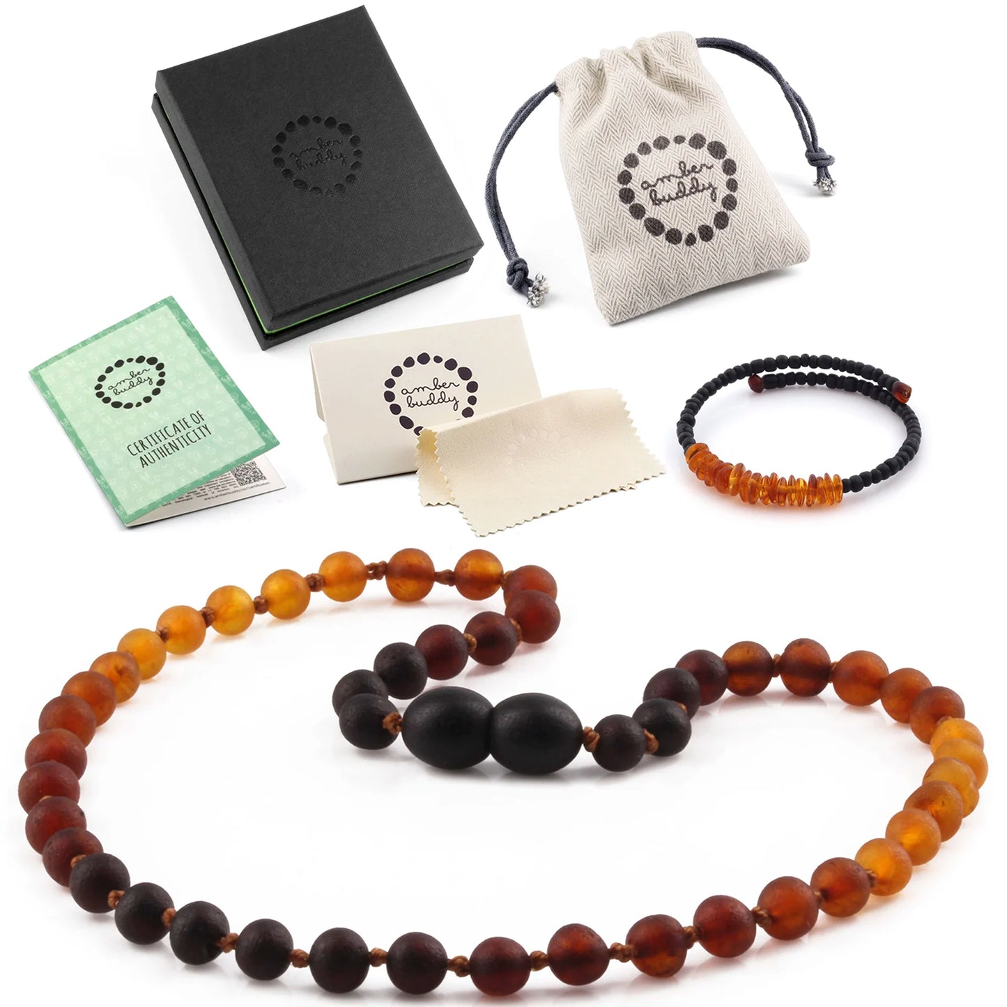 KALUNG AMBER BAYI RAINBOW BROWN MATTE 32CM. 5X5MM
