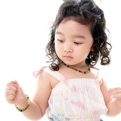 SET BAYI AMBER DENGAN GREEN TIGER EYE. LE457