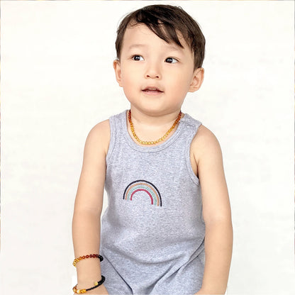 KALUNG & GELANG AMBER BAYI RAINBOW GLOSSY 32CM & 14CM. 5X4MM