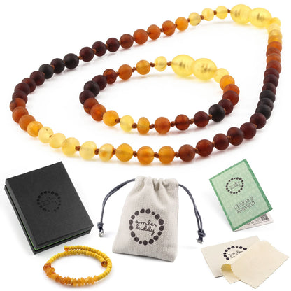 KALUNG & GELANG AMBER BAYI RAINBOW MATTE 32CM & 14CM. 5X4MM
