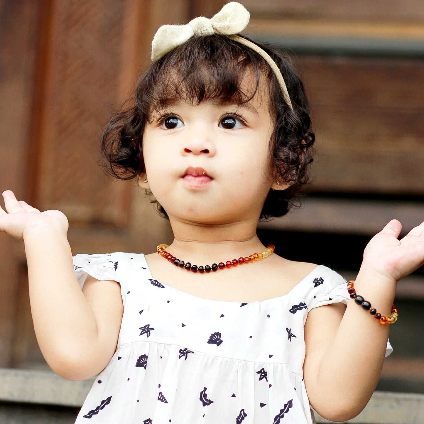 KALUNG & GELANG AMBER BAYI RAINBOW GLOSSY 32CM & 14CM. 5X4MM