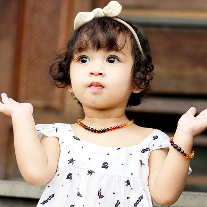 KALUNG & GELANG AMBER BAYI RAINBOW GLOSSY 32CM & 14CM. 5X4MM