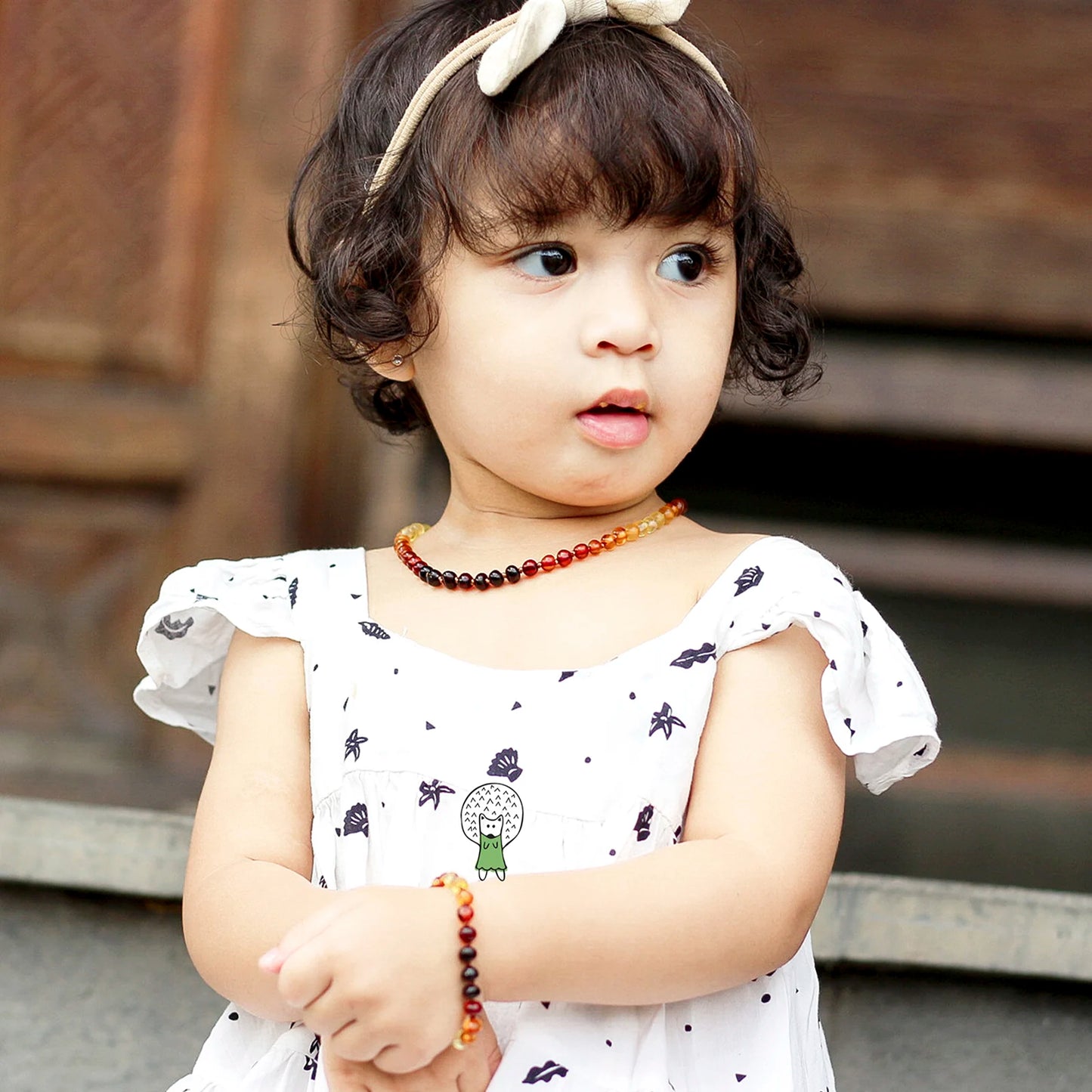 KALUNG & GELANG AMBER BAYI RAINBOW GLOSSY 32CM & 14CM. 5X4MM