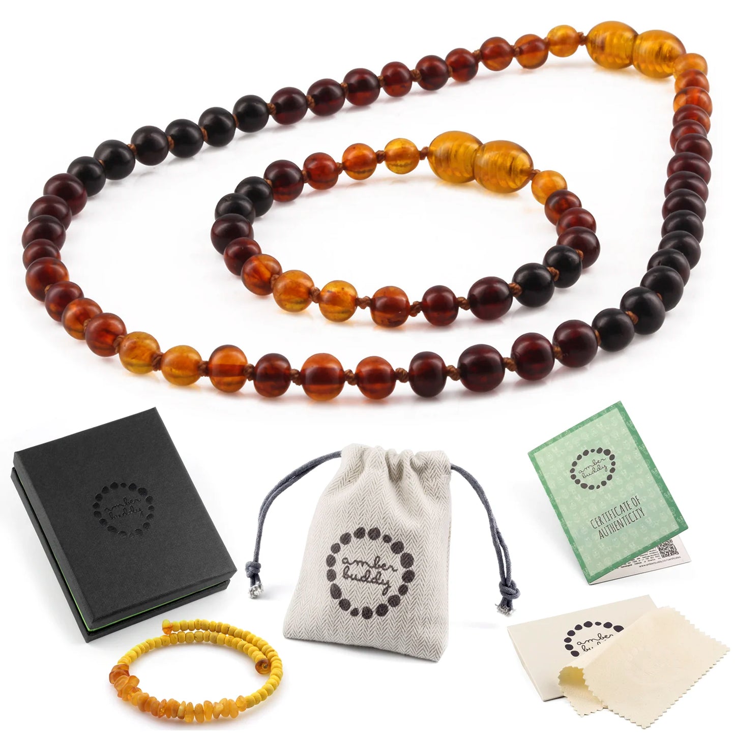 KALUNG & GELANG AMBER BAYI RAINBOW BROWN GLOSSY 32CM & 14CM. 5X5MM
