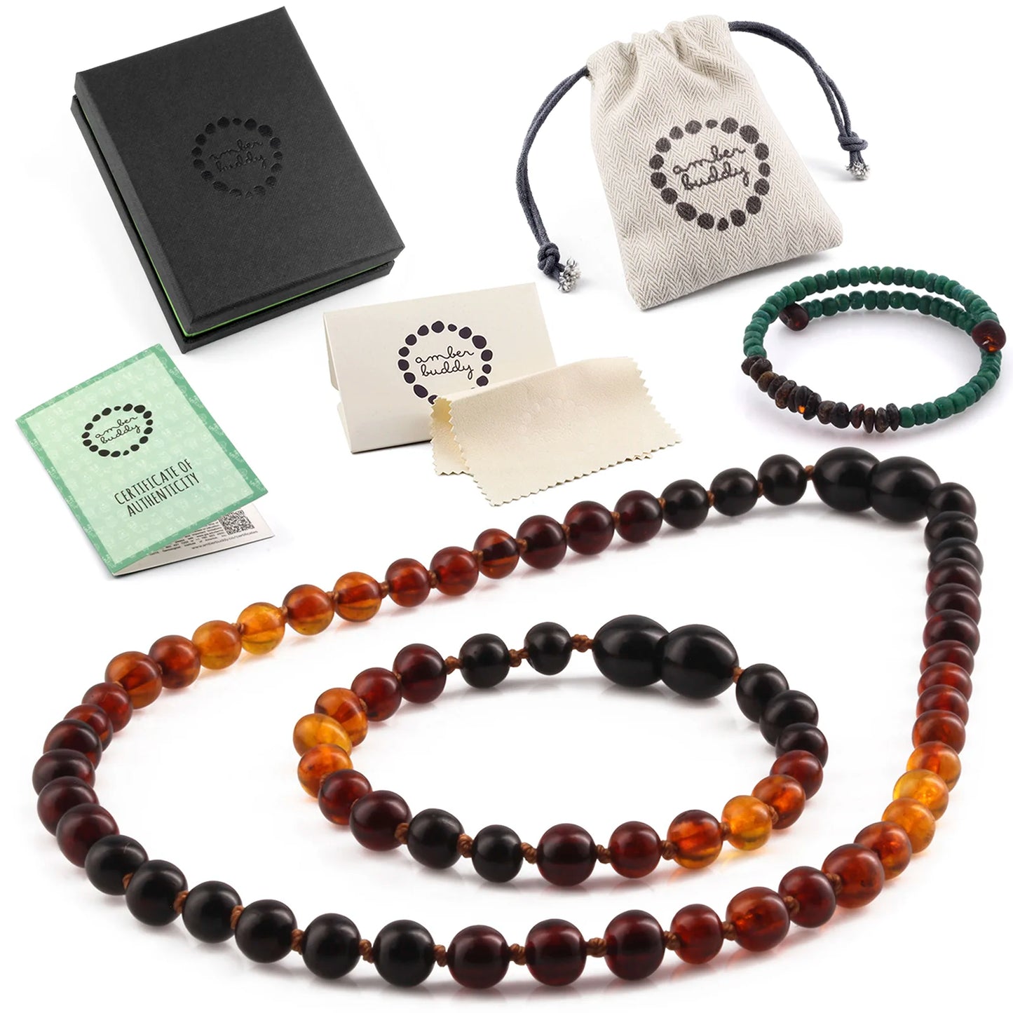 KALUNG & GELANG AMBER BAYI RAINBOW BROWN GLOSSY 32CM & 14CM. 5X5MM